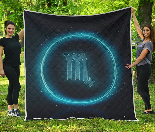 Blue Scorpio Zodiac Sign Print Quilt