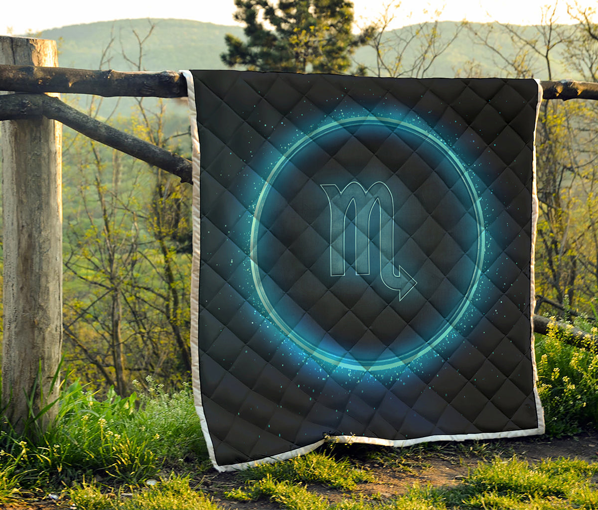 Blue Scorpio Zodiac Sign Print Quilt