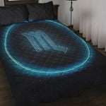 Blue Scorpio Zodiac Sign Print Quilt Bed Set