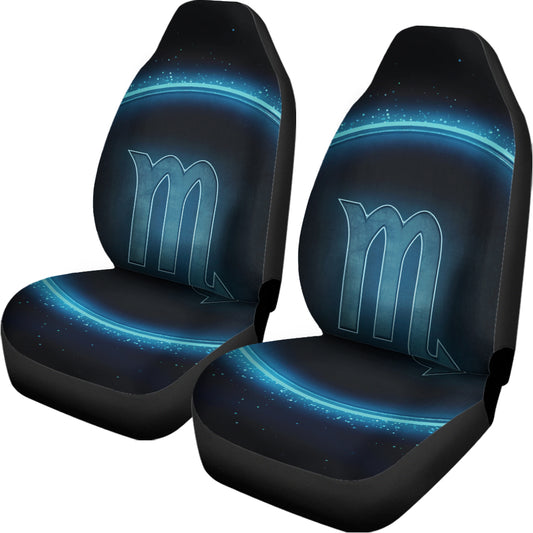 Blue Scorpio Zodiac Sign Print Universal Fit Car Seat Covers