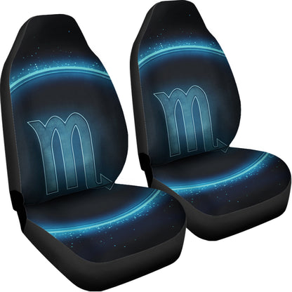 Blue Scorpio Zodiac Sign Print Universal Fit Car Seat Covers