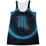 Blue Scorpio Zodiac Sign Print Women's Racerback Tank Top