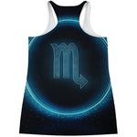 Blue Scorpio Zodiac Sign Print Women's Racerback Tank Top
