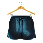 Blue Scorpio Zodiac Sign Print Women's Shorts