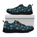 Blue Sea Turtle Pattern Print Black Running Shoes
