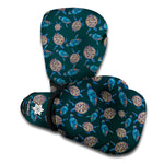 Blue Sea Turtle Pattern Print Boxing Gloves