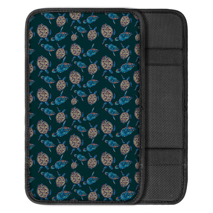 Blue Sea Turtle Pattern Print Car Center Console Cover