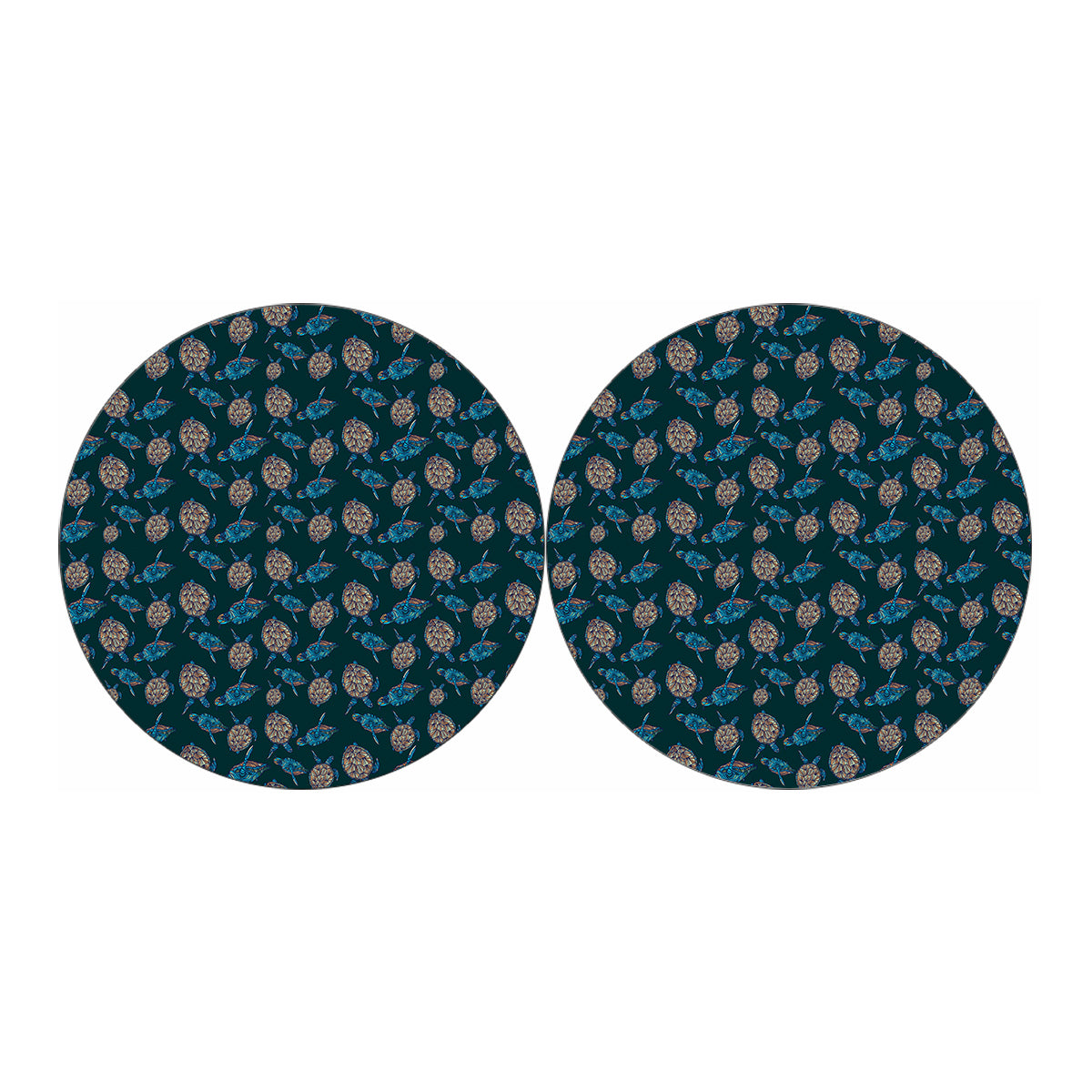 Blue Sea Turtle Pattern Print Car Coasters