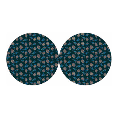 Blue Sea Turtle Pattern Print Car Coasters