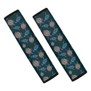 Blue Sea Turtle Pattern Print Car Seat Belt Covers