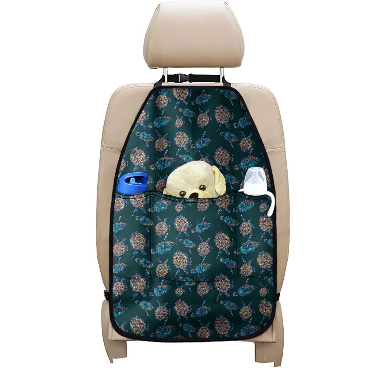 Blue Sea Turtle Pattern Print Car Seat Organizers