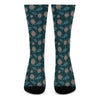 Blue Sea Turtle Pattern Print Crew Socks