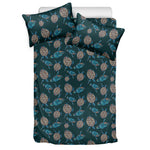 Blue Sea Turtle Pattern Print Duvet Cover Bedding Set