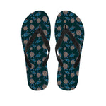 Blue Sea Turtle Pattern Print Flip Flops