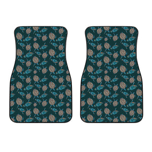 Blue Sea Turtle Pattern Print Front Car Floor Mats