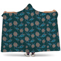 Blue Sea Turtle Pattern Print Hooded Blanket