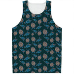 Blue Sea Turtle Pattern Print Men's Tank Top