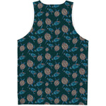 Blue Sea Turtle Pattern Print Men's Tank Top