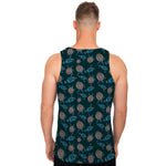 Blue Sea Turtle Pattern Print Men's Tank Top