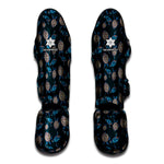 Blue Sea Turtle Pattern Print Muay Thai Shin Guard