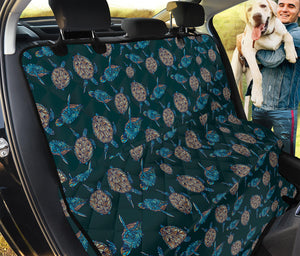 Blue Sea Turtle Pattern Print Pet Car Back Seat Cover