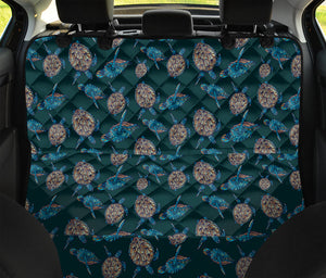 Blue Sea Turtle Pattern Print Pet Car Back Seat Cover