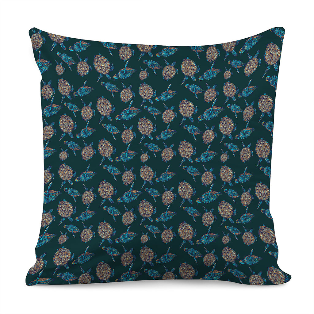 Blue Sea Turtle Pattern Print Pillow Cover