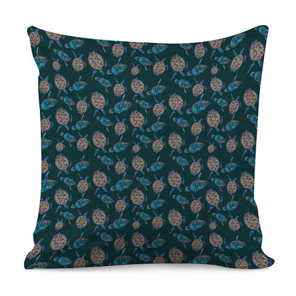 Blue Sea Turtle Pattern Print Pillow Cover
