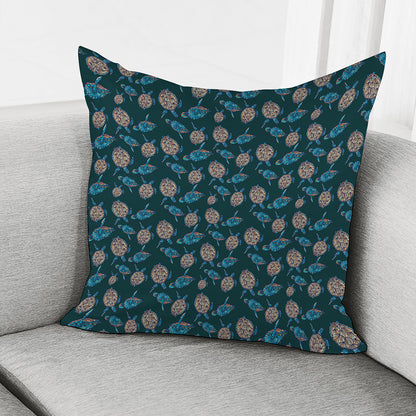 Blue Sea Turtle Pattern Print Pillow Cover
