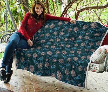 Blue Sea Turtle Pattern Print Quilt