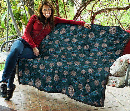 Blue Sea Turtle Pattern Print Quilt