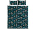 Blue Sea Turtle Pattern Print Quilt Bed Set