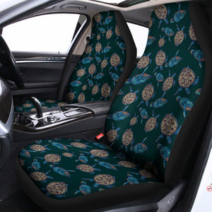 Blue Sea Turtle Pattern Print Universal Fit Car Seat Covers