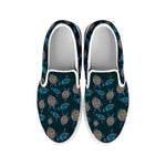 Blue Sea Turtle Pattern Print White Slip On Shoes