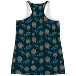 Blue Sea Turtle Pattern Print Women's Racerback Tank Top
