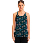 Blue Sea Turtle Pattern Print Women's Racerback Tank Top