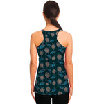 Blue Sea Turtle Pattern Print Women's Racerback Tank Top