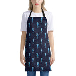 Blue Seahorse Pattern Print Apron