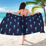 Blue Seahorse Pattern Print Beach Sarong Wrap