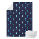 Blue Seahorse Pattern Print Blanket