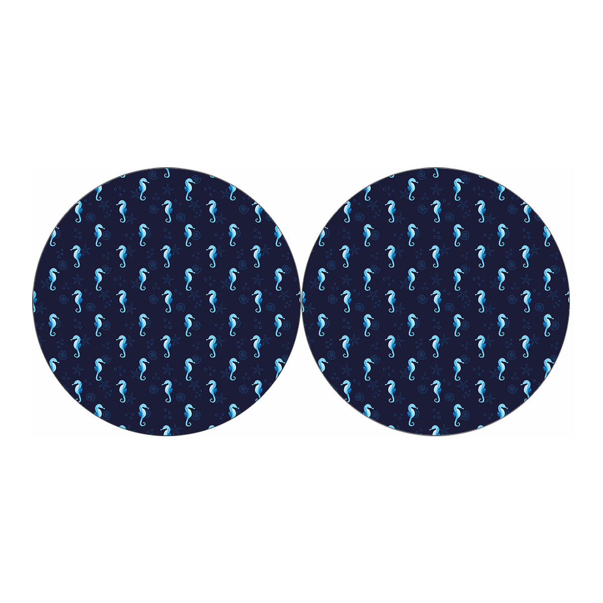 Blue Seahorse Pattern Print Car Coasters