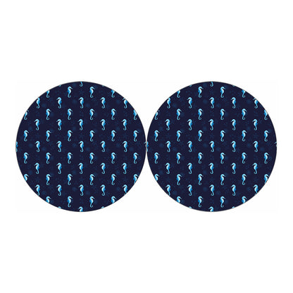 Blue Seahorse Pattern Print Car Coasters