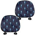Blue Seahorse Pattern Print Car Headrest Covers