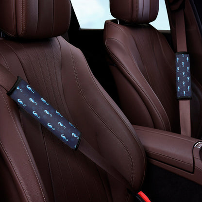 Blue Seahorse Pattern Print Car Seat Belt Covers