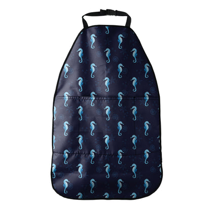 Blue Seahorse Pattern Print Car Seat Organizers