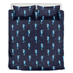 Blue Seahorse Pattern Print Duvet Cover Bedding Set