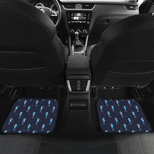 Blue Seahorse Pattern Print Front and Back Car Floor Mats