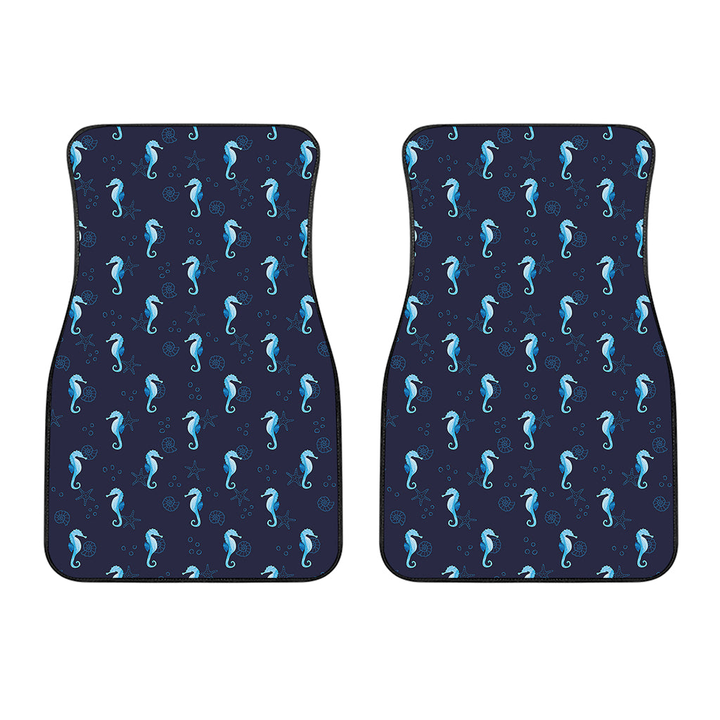 Blue Seahorse Pattern Print Front Car Floor Mats