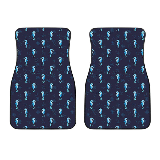 Blue Seahorse Pattern Print Front Car Floor Mats