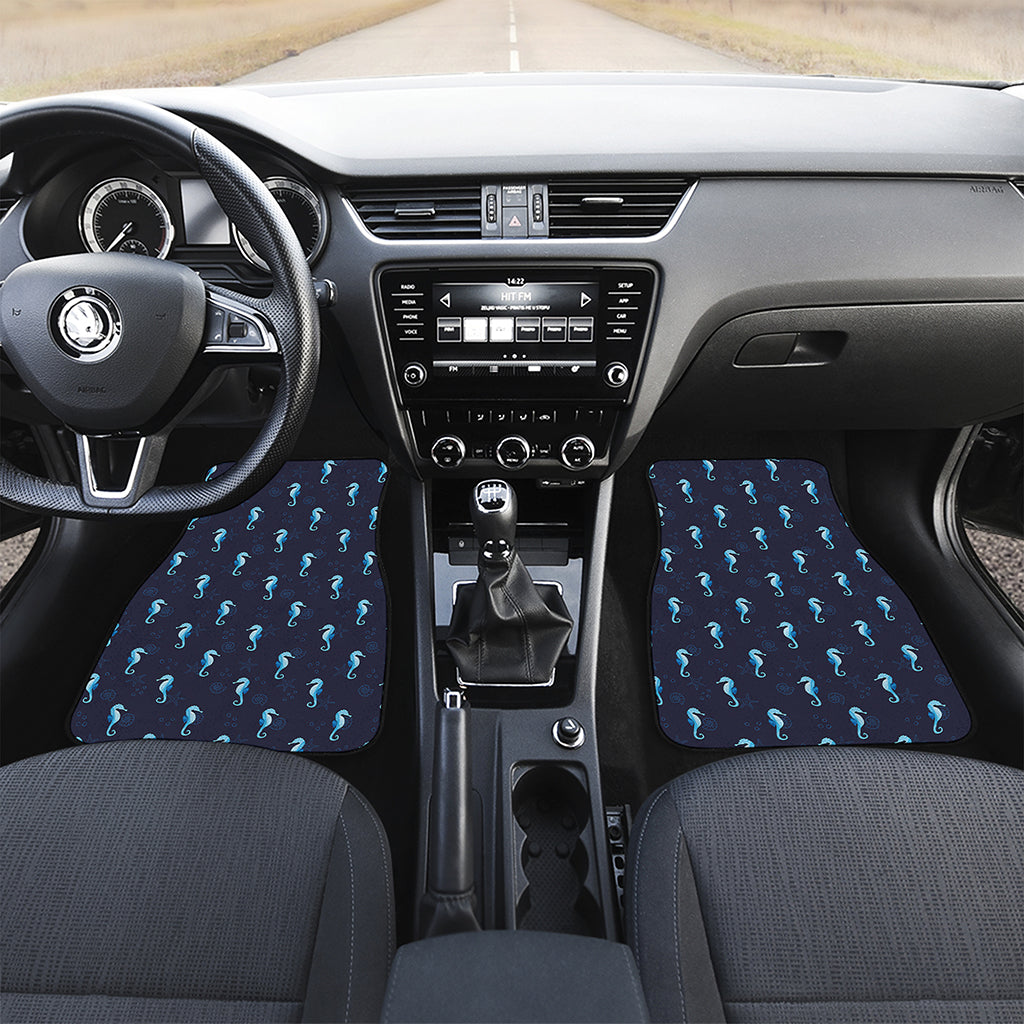 Blue Seahorse Pattern Print Front Car Floor Mats